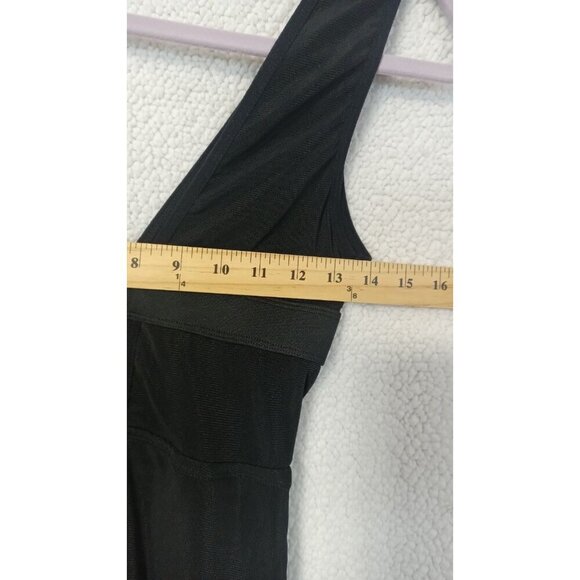 White Fox Mini Dress Womens M Sleeveless Plunge Keyhole Backless Solid Black - Picture 3 of 10